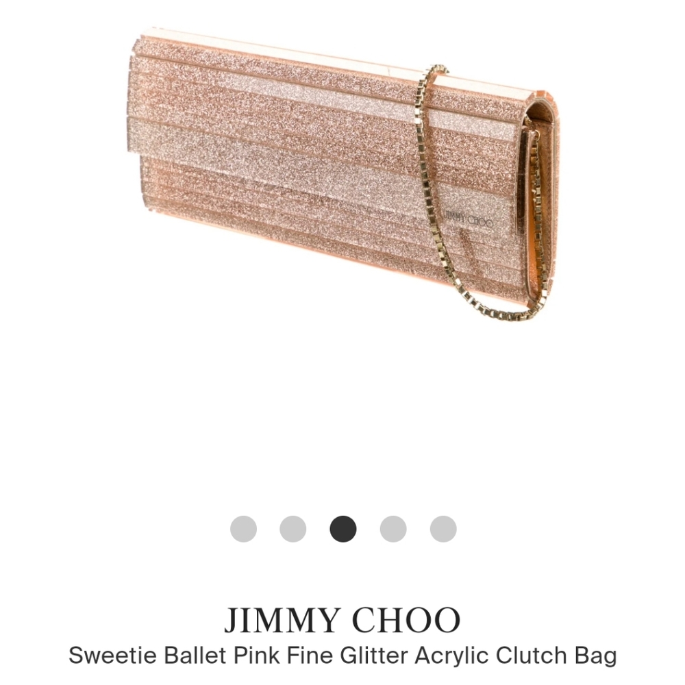 Jimmy Choo sweetie acrylic clutch crossbody gold chain bag ballet pink